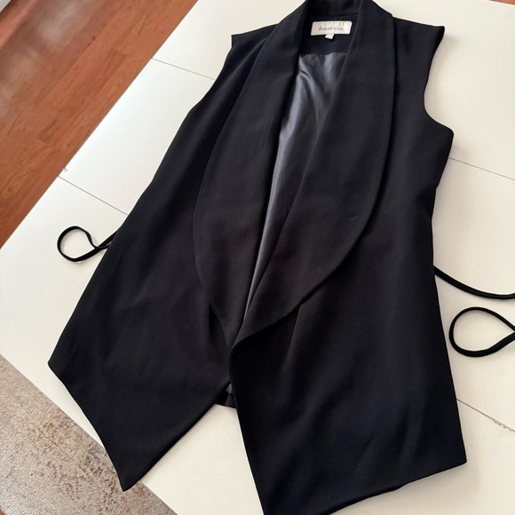 Daniel Rainn Black Sleeveless Open Front Shawl Collar Long Blazer Vest S - Picture 1 of 4